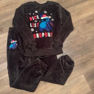 Pre-loved Disney Stitch Holiday Velour Sweatshirt and Sweatpants Set Medium